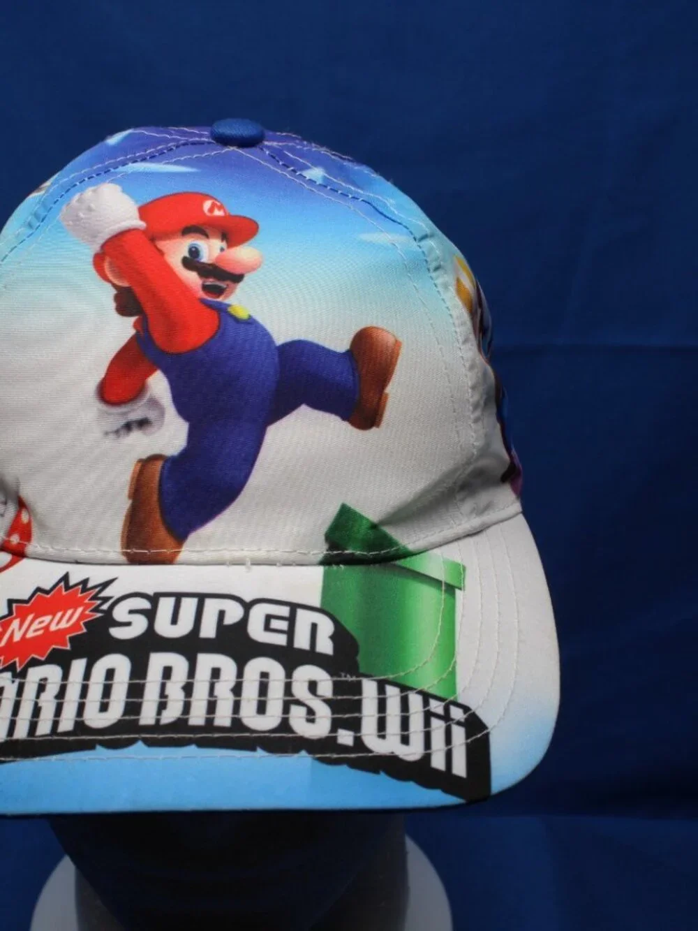 Super Mario Bros Nintendo Wii Promo All Over Print Hat Cap Luigi Yoshi YOUTH